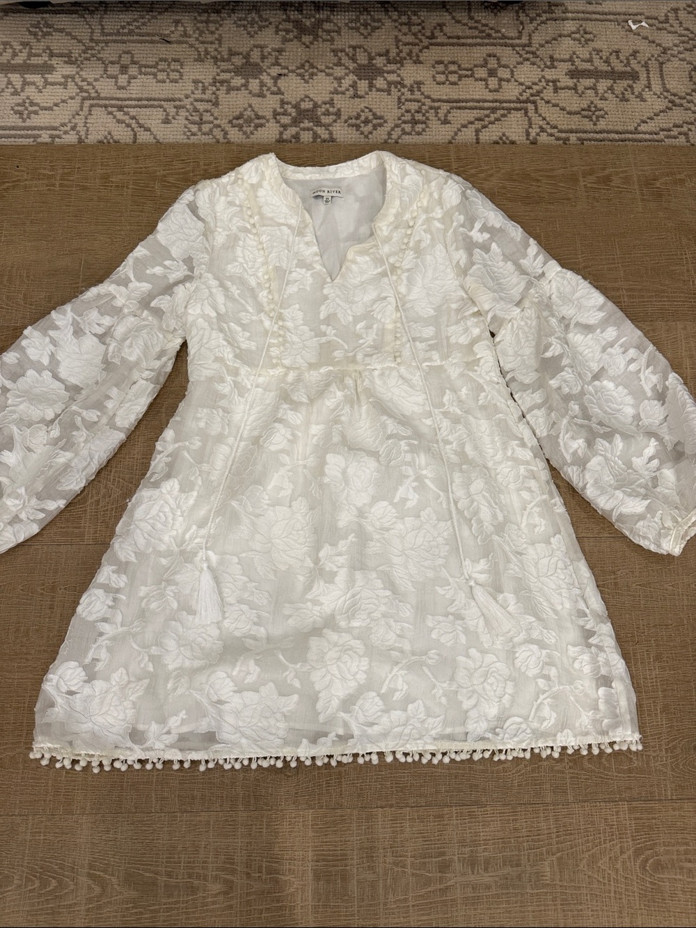 Moon River White Floral Lace Tunic Nightgown